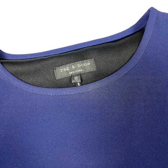 Rag & Bone Dress Split Back Sleeveless High Neck Mini Blue Black Women's Medium - Picture 4 of 14